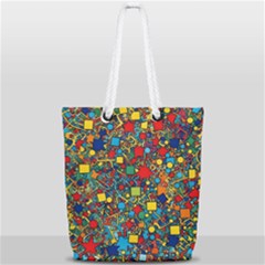 Shapes Pattern Full Print Rope Handle Tote (small) by Posterlux