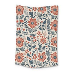 Retro Scandinavian Nordic Flowers Pattern Small Tapestry by violetheavensky