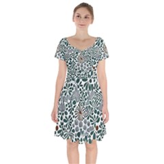 Retro Scandinavian Nordic Flowers Pattern 5 Short Sleeve Bardot Dress by violetheavensky