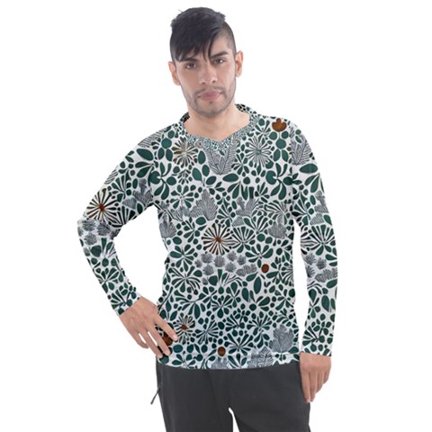 Retro Scandinavian Nordic Flowers Pattern 5 Men s Pique Long Sleeve T-shirt by violetheavensky