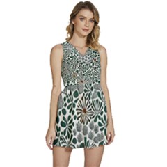 Retro Scandinavian Nordic Flowers Pattern 5 Sleeveless High Waist Mini Dress by violetheavensky