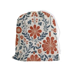 Retro Scandinavian Nordic Flowers Pattern 3 Drawstring Pouch (xl) by violetheavensky