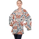 Retro Scandinavian Nordic Flowers Pattern 3 Long Sleeve Velvet Kimono  View1