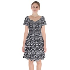 Gothic Leaf Pattern 2 Short Sleeve Bardot Dress by violetheavensky