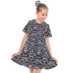 Gothic Leaf Pattern 2 Kids  Short Sleeve Shirt Dress by violetheavensky