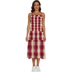 Retro 60s 50s Plaid Pattern 4 Sleeveless Shoulder Straps Boho Dress by violetheavensky
