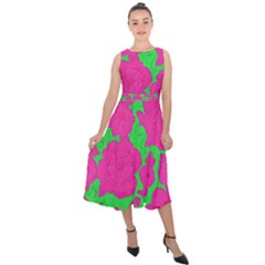 Mid Century Retro Floral 1970s 1960s Pattern 98 Midi Tie-back Chiffon Dress by violetheavensky