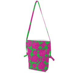 Mid Century Retro Floral 1970s 1960s Pattern 98 Folding Shoulder Bag by violetheavensky