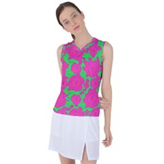 Mid Century Retro Floral 1970s 1960s Pattern 98 Women s Sleeveless Sports Top by violetheavensky