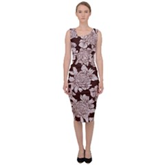 Mid Century Retro Floral 1970s 1960s Pattern 106 Sleeveless Pencil Dress by violetheavensky
