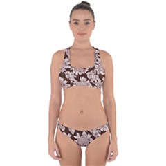 Mid Century Retro Floral 1970s 1960s Pattern 106 Cross Back Hipster Bikini Set by violetheavensky
