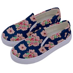 Retro 1880s Flowers Pattern 7 Kids  Canvas Slip Ons by violetheavensky