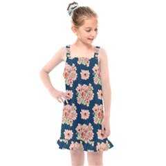 Retro 1880s Flowers Pattern 7 Kids  Overall Dress by violetheavensky