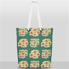 Retro 1880s Flowers Pattern 6 Full Print Rope Handle Tote (small) by violetheavensky