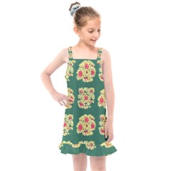 Retro 1880s Flowers Pattern 6 Kids  Overall Dress by violetheavensky