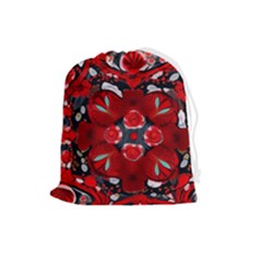 Mid Century Retro Floral 1970s 1960s Pattern 105 Drawstring Pouch (large) by violetheavensky