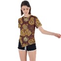 Mid Century Retro Floral 1970s 1960s Pattern 95 Asymmetrical Short Sleeve Sports T-Shirt View1