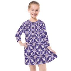 Royal Fractal Pattern 4 Kids  Quarter Sleeve Shirt Dress by violetheavensky