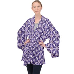 Royal Fractal Pattern 4 Long Sleeve Velvet Kimono  by violetheavensky