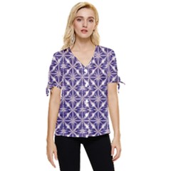 Royal Fractal Pattern 4 Bow Sleeve Button Up Top by violetheavensky