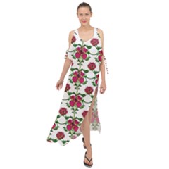 Retro 1880s Flowers Pattern 2 Maxi Chiffon Cover Up Dress by violetheavensky