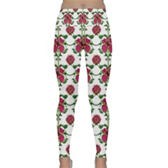 Retro 1880s Flowers Pattern 2 Lightweight Velour Classic Yoga Leggings by violetheavensky