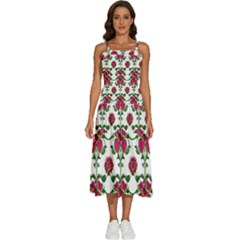 Retro 1880s Flowers Pattern 2 Sleeveless Shoulder Straps Boho Dress by violetheavensky
