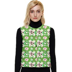 Retro 1880s Flowers Pattern 4 Women s Button Up Puffer Vest by violetheavensky