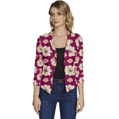Retro 1880s Flowers Pattern Women s Casual 3/4 Sleeve Spring Jacket by violetheavensky