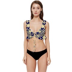 Royal Fractal Pattern 3 Low Cut Ruffle Edge Bikini Top by violetheavensky