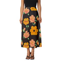 Retro 40s 50s Flowers Pattern Halloween 3 Classic Midi Chiffon Skirt by violetheavensky