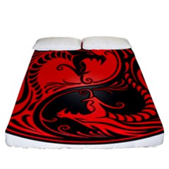Red Yin Yang Dragons Fitted Sheet (california King Size) by JeffBartels
