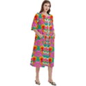 Retro 40s 50s Mexico Flowers Pattern Women s Cotton 3/4 Sleeve Nightgown View3