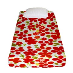 Mid Century Retro Floral 1970s 1960s Pattern 92 Fitted Sheet (single Size) by violetheavensky