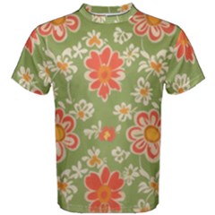 Retro 40s 50s Mexico Flowers Pattern 3 Men s Cotton T-shirt by violetheavensky