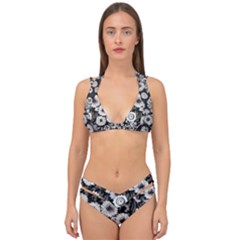 Mid Century Retro Floral 1970s 1960s Pattern 87 Mid Century Retro Floral 1970s 1960s Pattern 86 Double Strap Halter Bikini Set by violetheavensky