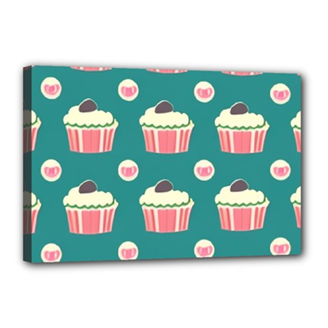 Retro 40s 50s Cupcake Pattern 2 Canvas 18  X 12  (stretched) by violetheavensky