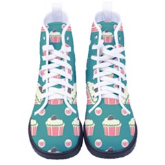 Retro 40s 50s Cupcake Pattern 2 Kid s High-top Canvas Sneakers by violetheavensky