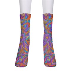 Mid Century Retro Floral 1970s 1960s Pattern 75 Crew Socks by violetheavensky