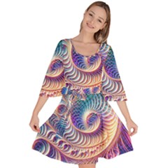 Abstract Fractal Art Swirl Pattern Velour Kimono Dress by Salmanaz77
