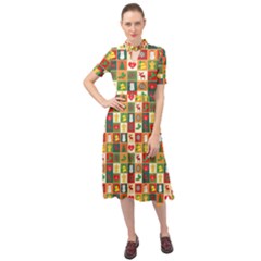 Template Christmas Pattern Keyhole Neckline Chiffon Dress by Proyonanggan