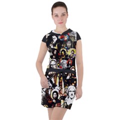 Jesus Christ Modern Halftone Pattern Drawstring Hooded Dress by snek