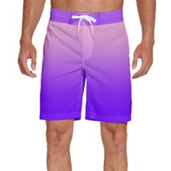 Cotton Candy Pink To Indigo Violet Linear Gradient Men s Beach Shorts by GradientsOmbre