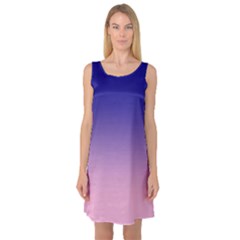 Navy Blue To Cotton Candy Pink Linear Gradient Sleeveless Satin Nightdress by GradientsOmbre