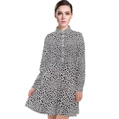 Black White Leopard Long Sleeve Chiffon Shirt Dress