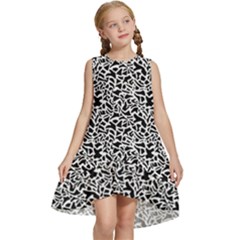Black White Giraffe Pattern Kids  Frill Swing Dress by DinkovaArt
