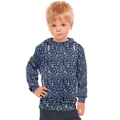 Blue Giraffe Pattern Kids  Hooded Pullover by DinkovaArt