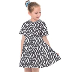 Black White Snake Pattern Kids  Sailor Dress by DinkovaArt
