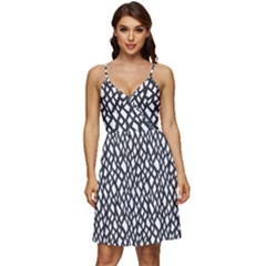 Black White Snake Pattern V-neck Pocket Summer Dress  by DinkovaArt