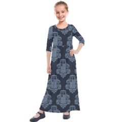 Dr Who Tardis Pattern Kids  Quarter Sleeve Maxi Dress by Tsamara